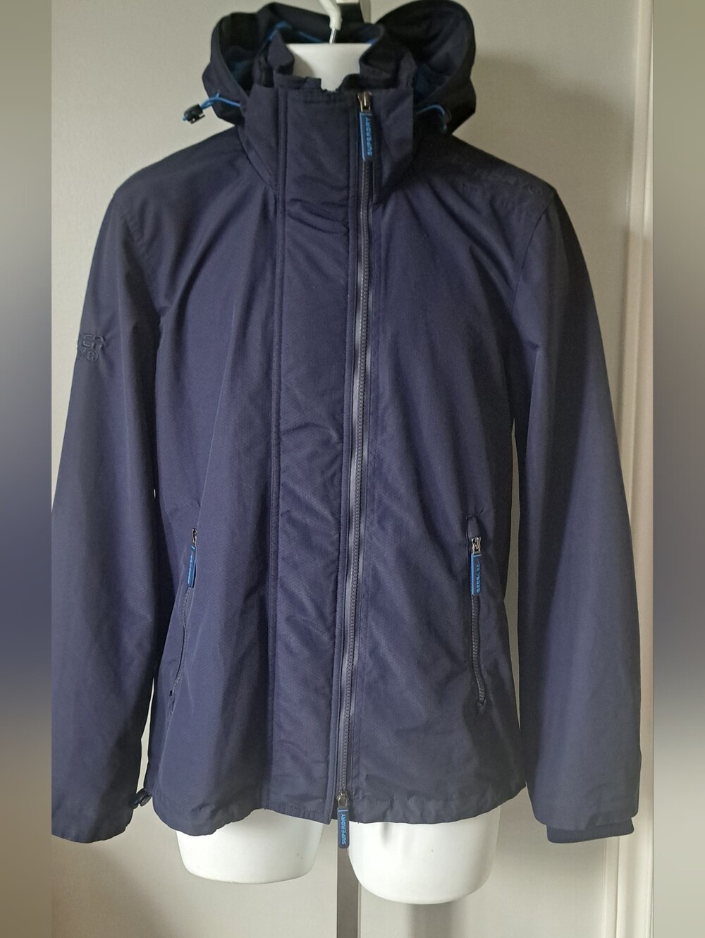 Men's SUPERDRY Windcheater technical jacket blue coastal lightweight hooded SM